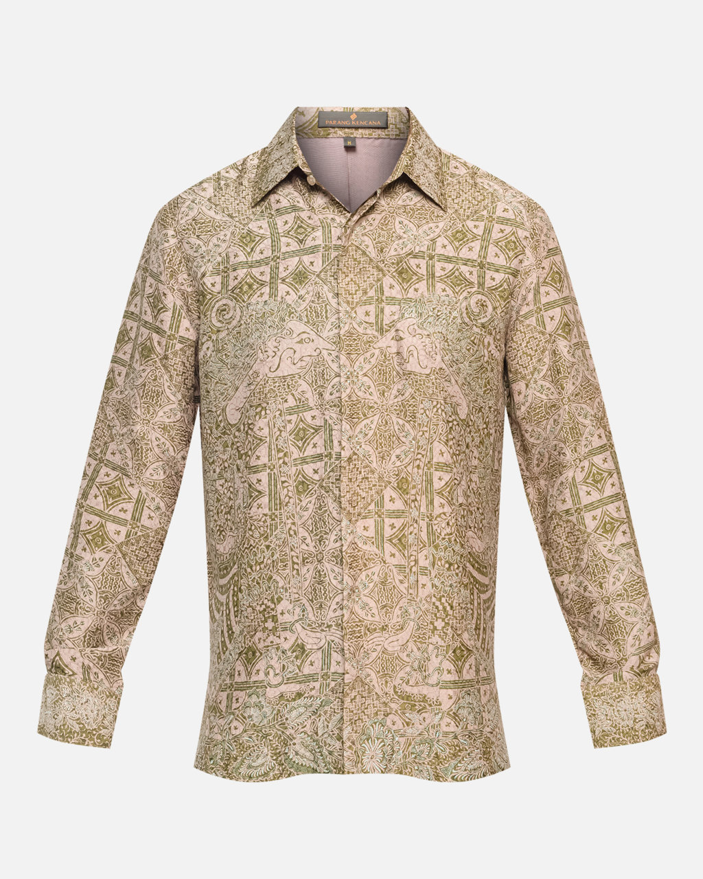 Hand-Drawn Batik Shirt With Bisma Latar Tambal Kartu Kawung Pattern