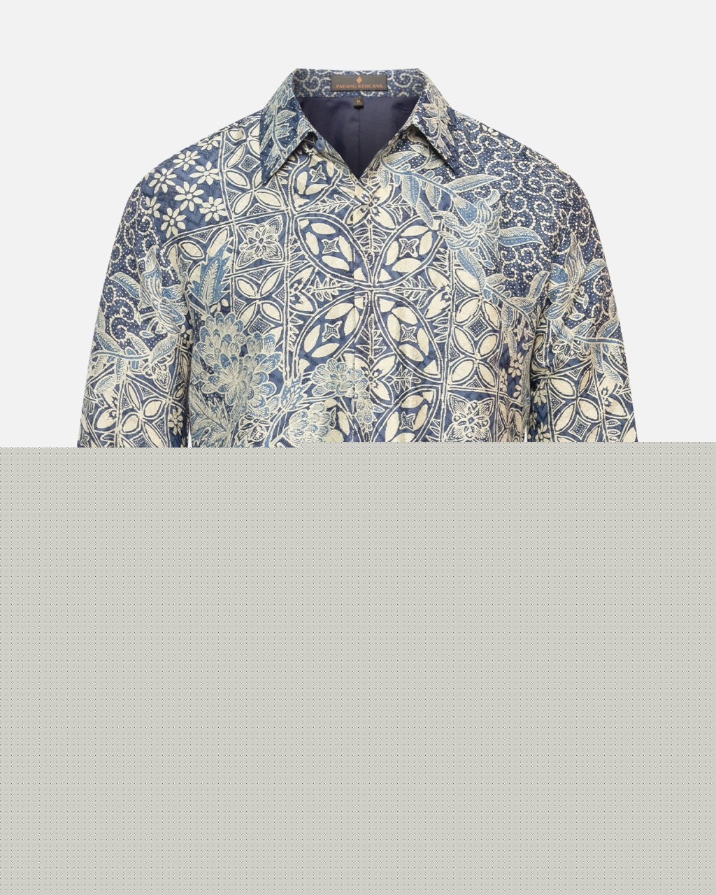 Hand-Drawn Batik Shirt With Buket Lereng Seling Tambal Kawung Pattern